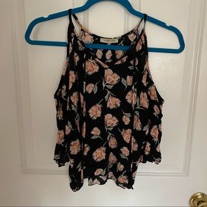 ✨Moving Sale ✨ Cold shoulder black and pink top with flowers